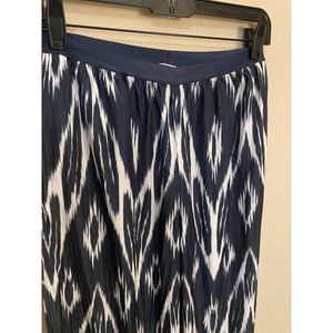 Calypso St. Barth Wide Leg Navy Blue White Ikat Pull On Pants Sz XS W Pockets
